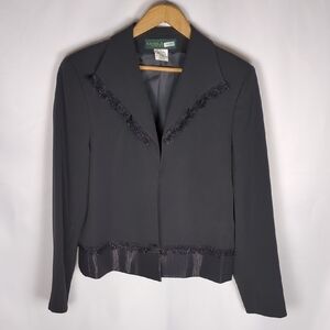 Vintage Harvé Benard by Benard Holtzman Black Evening Jacket Size 14